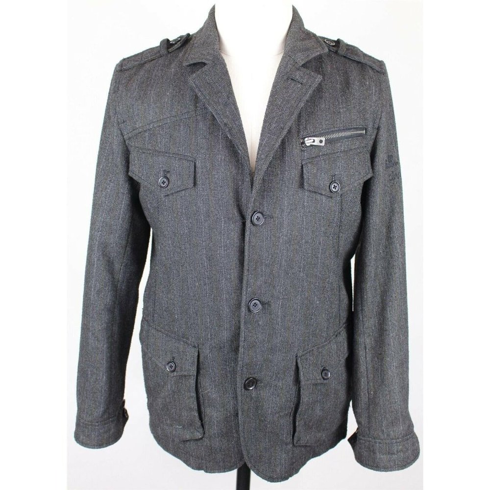 Buckle Black Label Polyester Wool Car Coat MENS S